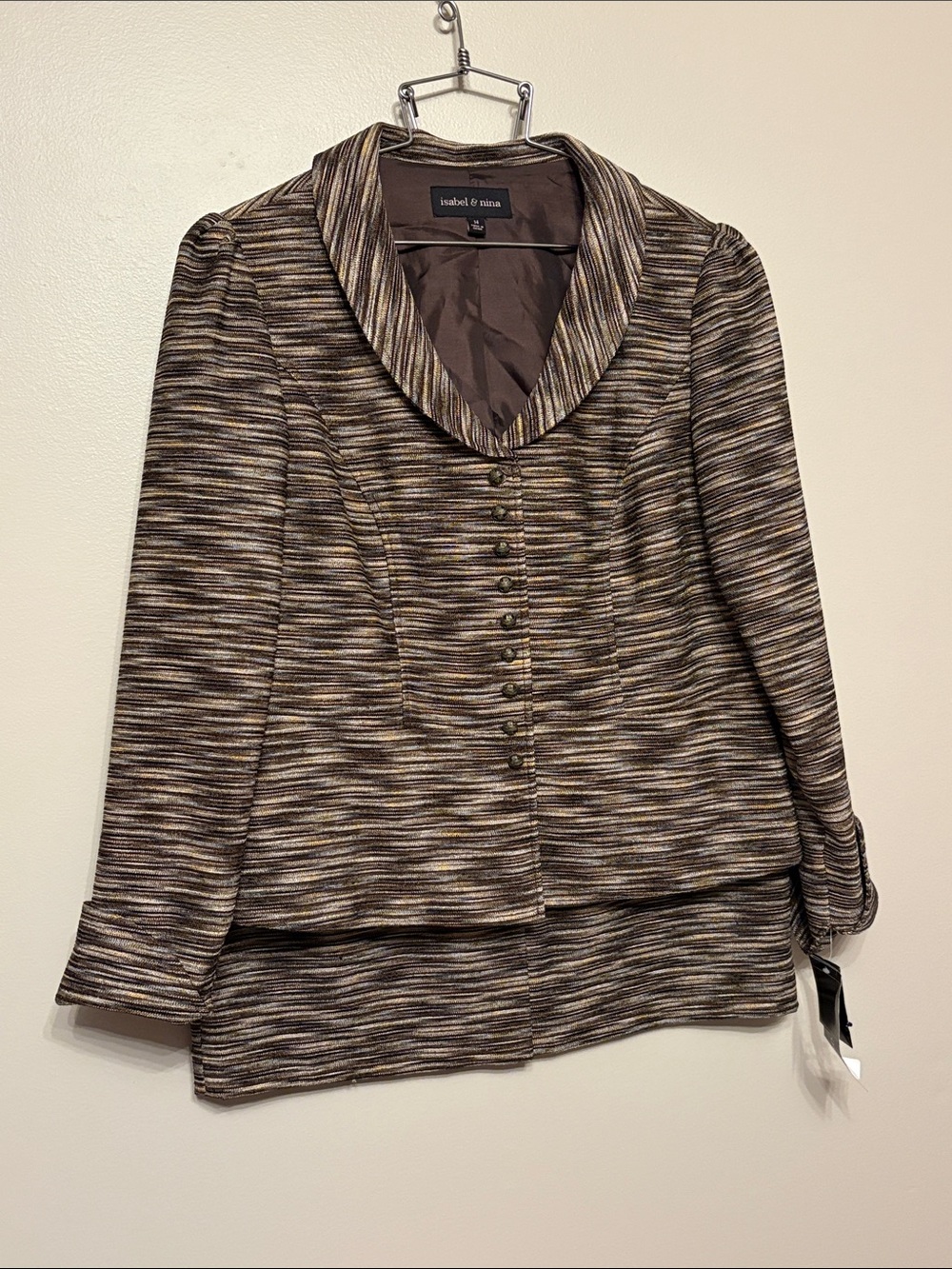 Isabel & Nina Tweed 2 P Suite Blazer and Skirt.size 14  NWT retail $290